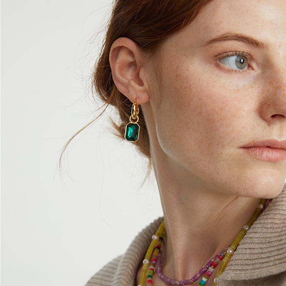 Dangle green emerald earrings, dangle green gem earrings, emerald earrings - Picture 4 of 6